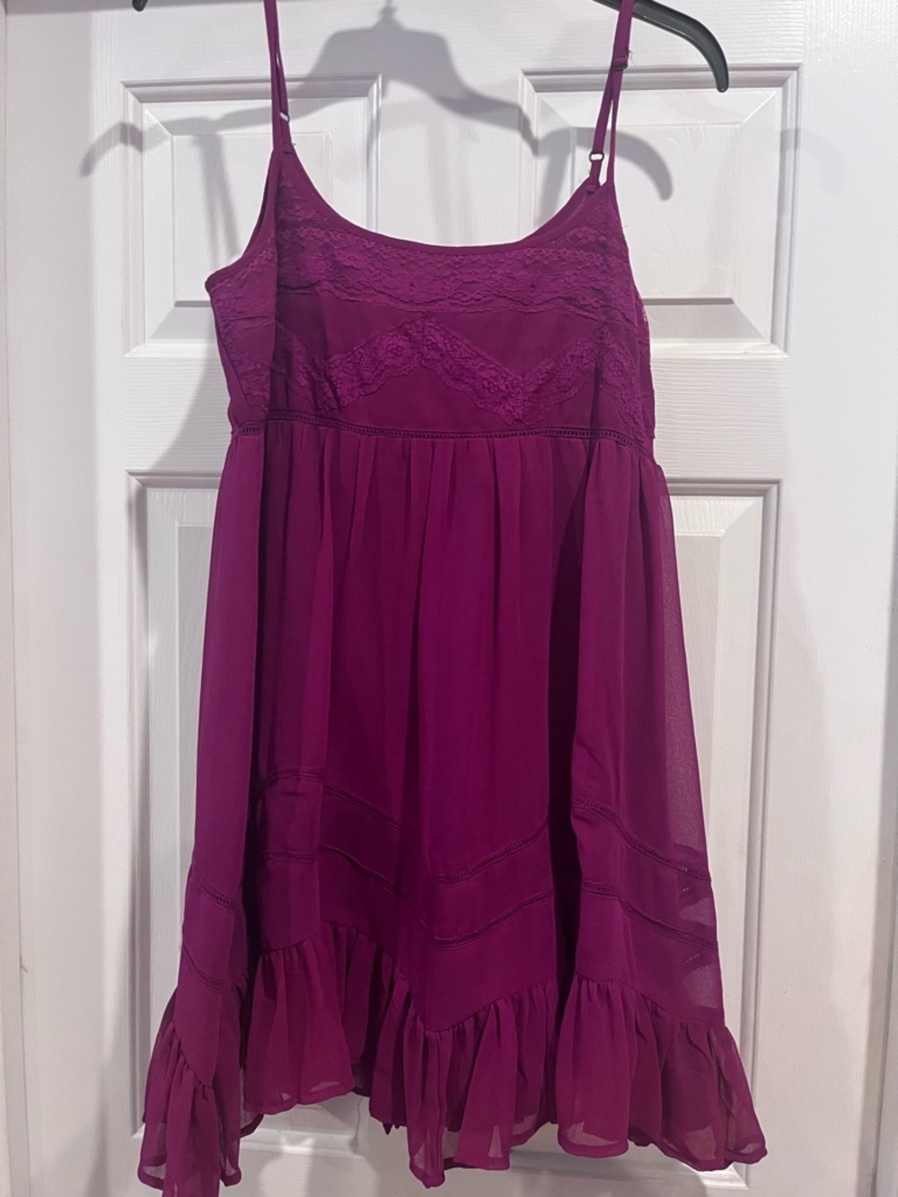 Billabong Girls' Magenta Spaghetti-Strap Ruffle Dress